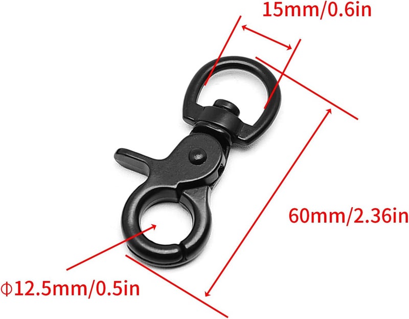 Surf turtle 4 PCS Snap Hook Zinc Alloy Black Key Chain Door Lock Pets Cage Hook Belt Clip for Pet Collars, Dog Traction Rope - Image 2